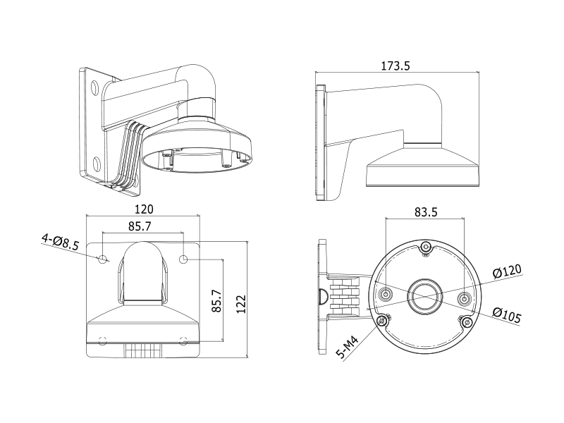 Držák kamery Hikvision DS-1272ZJ-120 Držák kamery Hikvision DS-1272ZJ-120